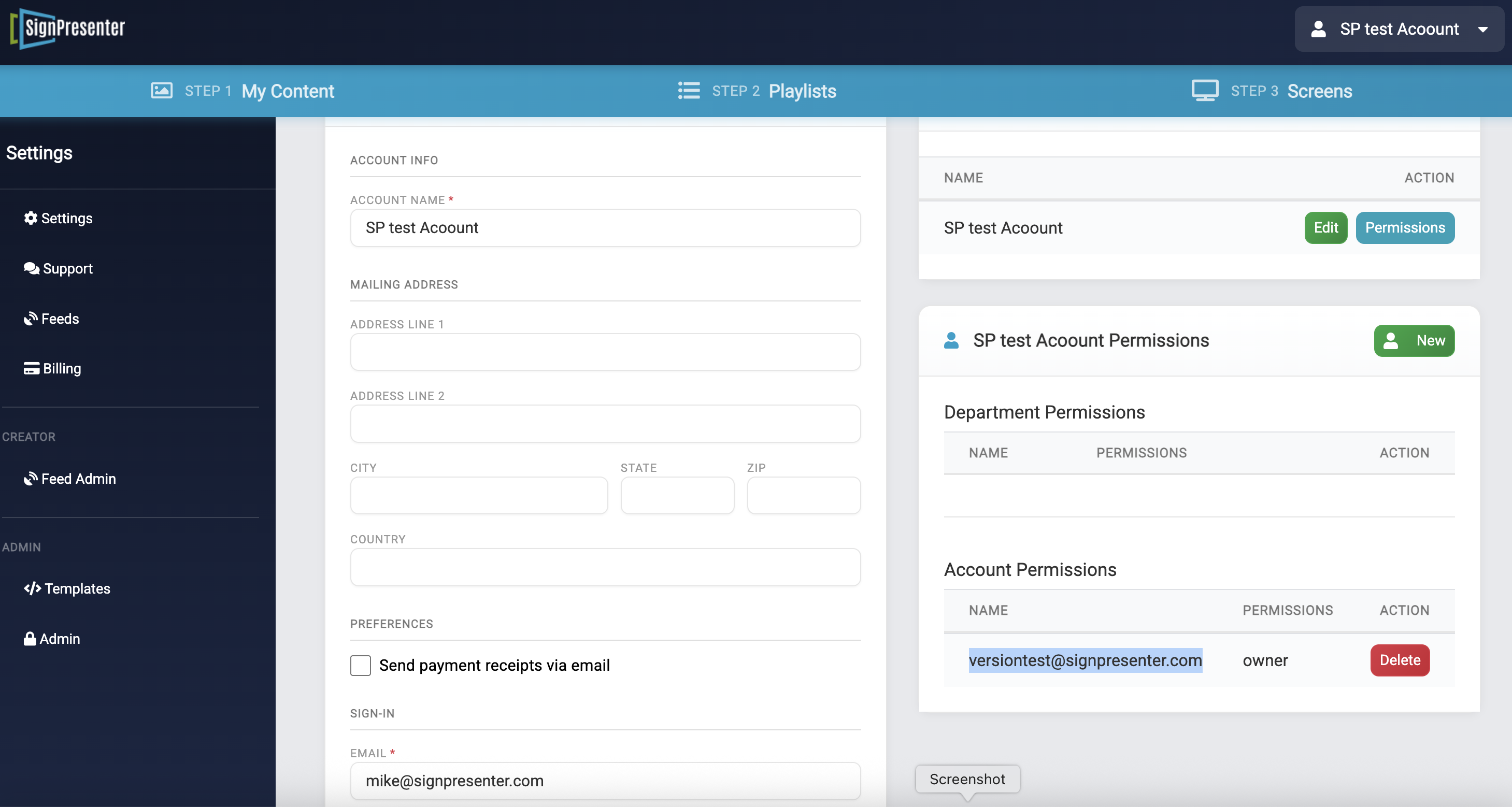 Send payment receipts via email checkbox