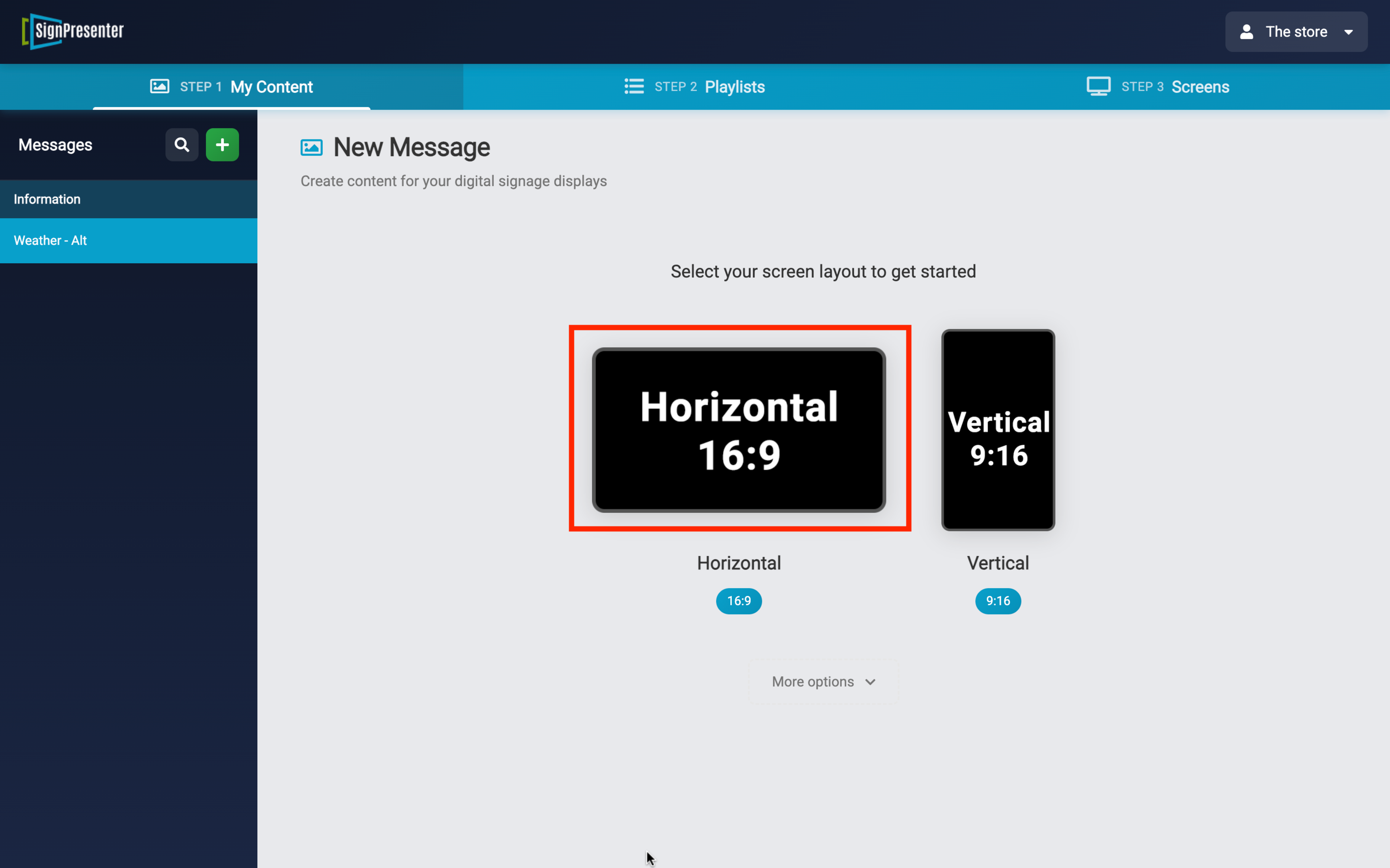 Select Horizontal Layout