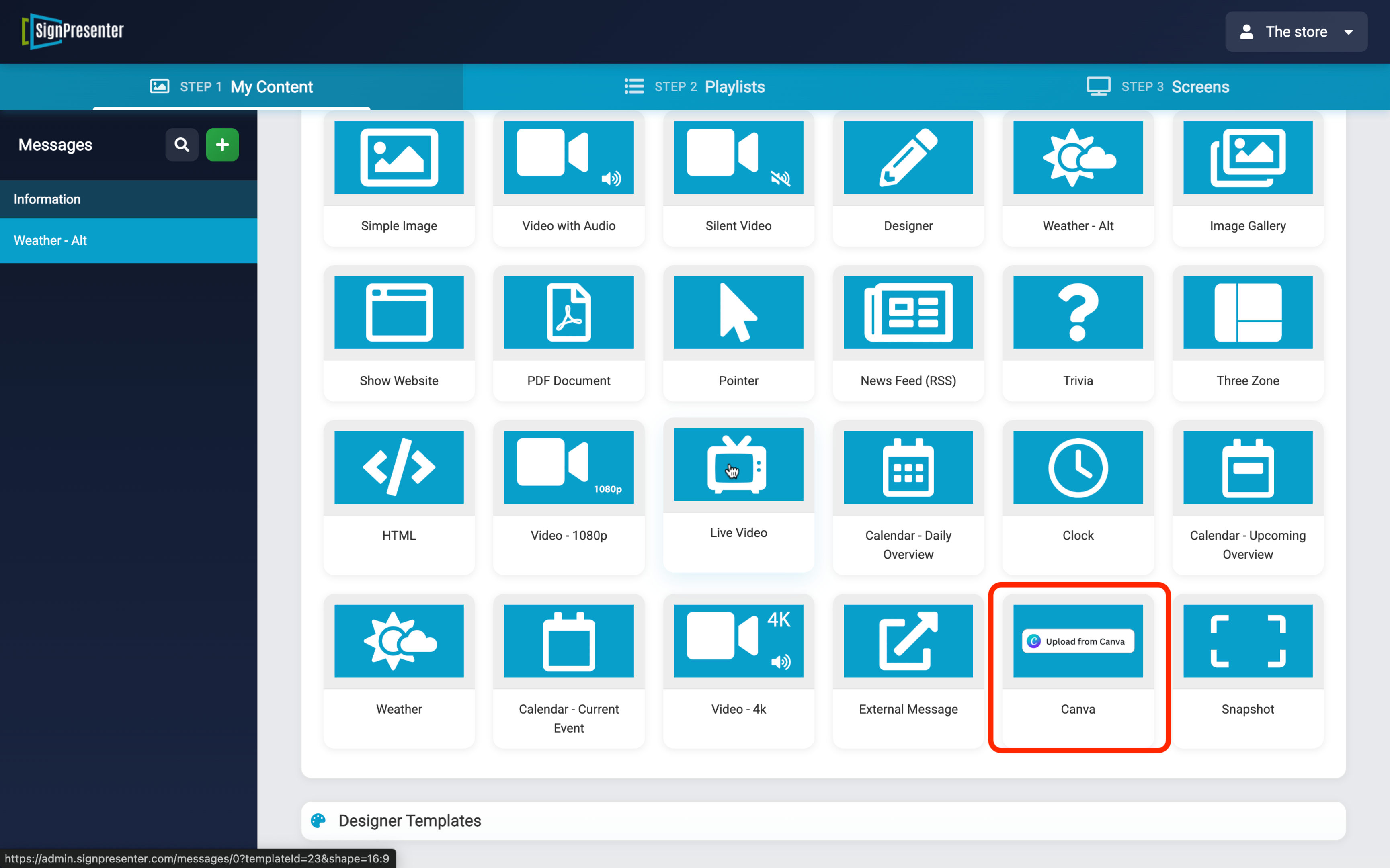 Select Canva Template